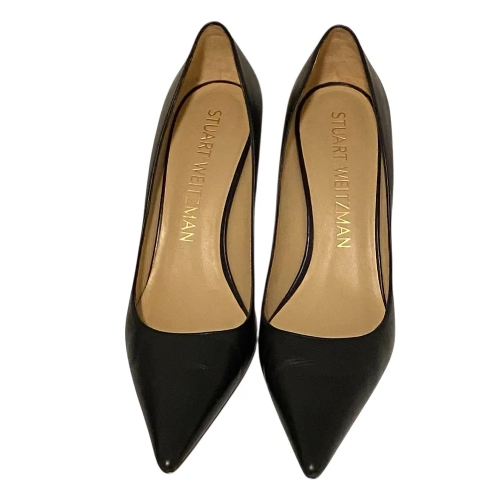 Stuart Weitzman Power 85 Pointed Toe Black Pumps Sz 9.5 AA - Picture 7 of 13